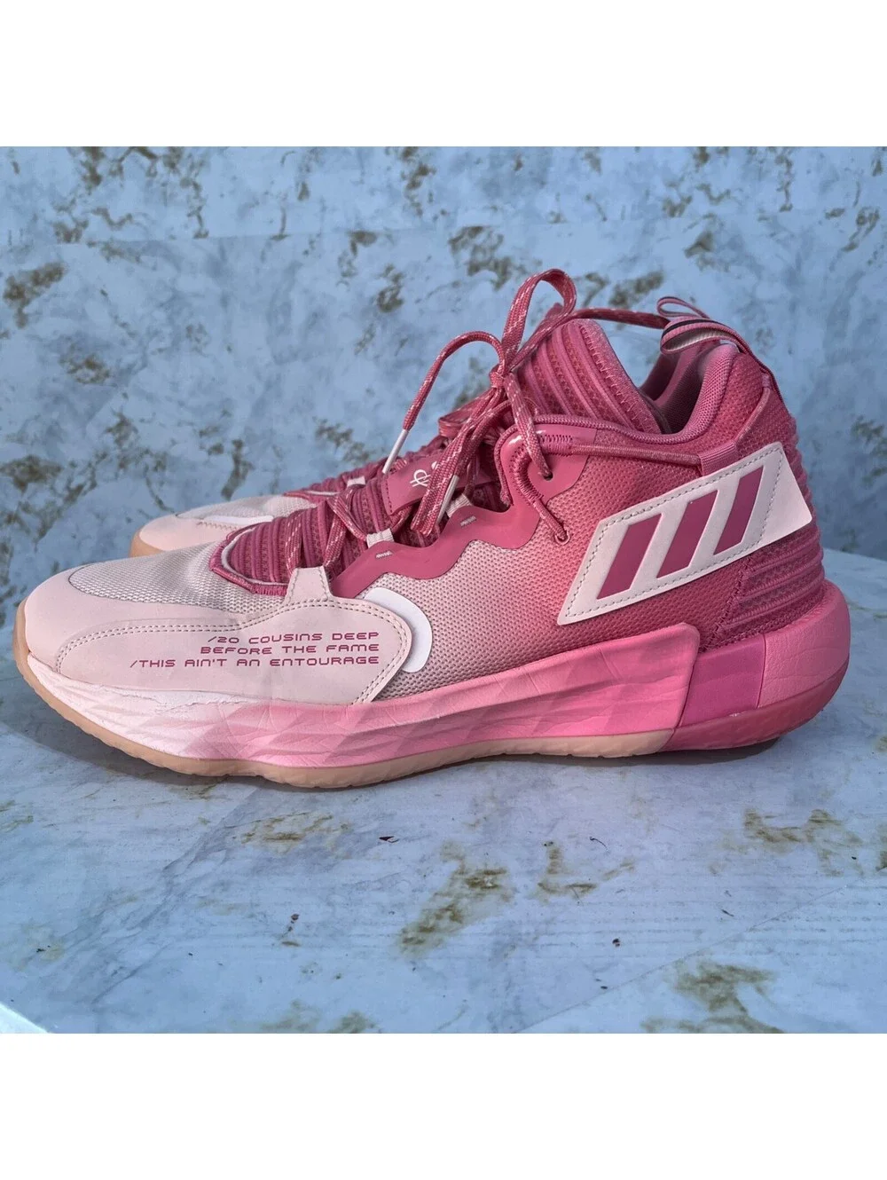 Adidas Dame 7 EXTPLY DOLLA Mens Size 16 Basketball Shoes Pink Athletic Sneakers